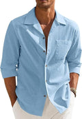 Men’s Cotton Blend Casual Shirt | Long Sleeve | Button Down | Spread Collar | Solid | Lightweight & Breathable