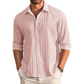 Men’s Textured Button Down Shirt | Long Sleeve | Casual Hawaiian Style | Beach & Summer Wear