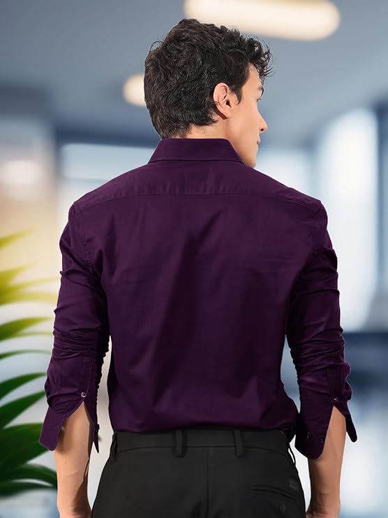 Men’s Cotton Blend White Shirt | Regular Fit | Long Sleeve | Button Down | Collared | Solid Casual & Formal Wear