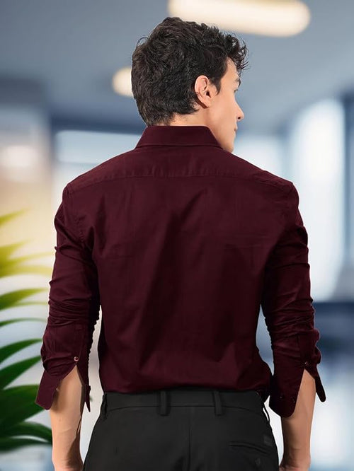 Men’s Cotton Blend Regular Fit White Shirt | Long Sleeve | Button Down | Collared | Casual & Formal Wear